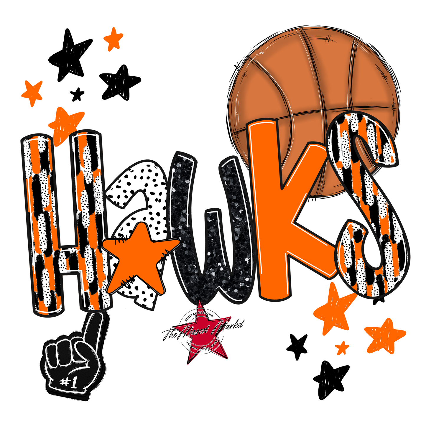 Hawks Basketball Scrape-Orange