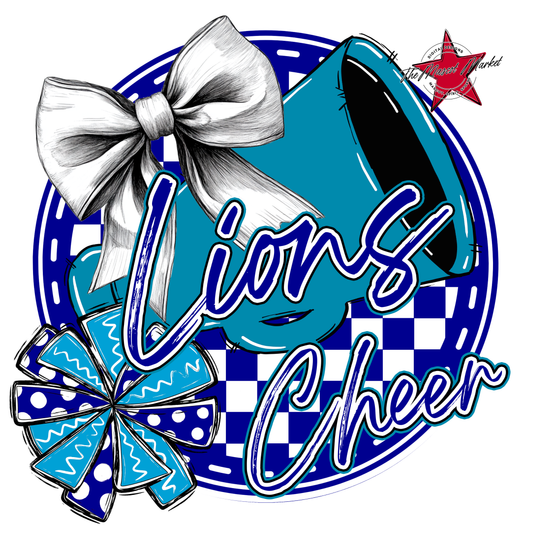 Lions Circle Cheer Design-Blue-Carolina Blue