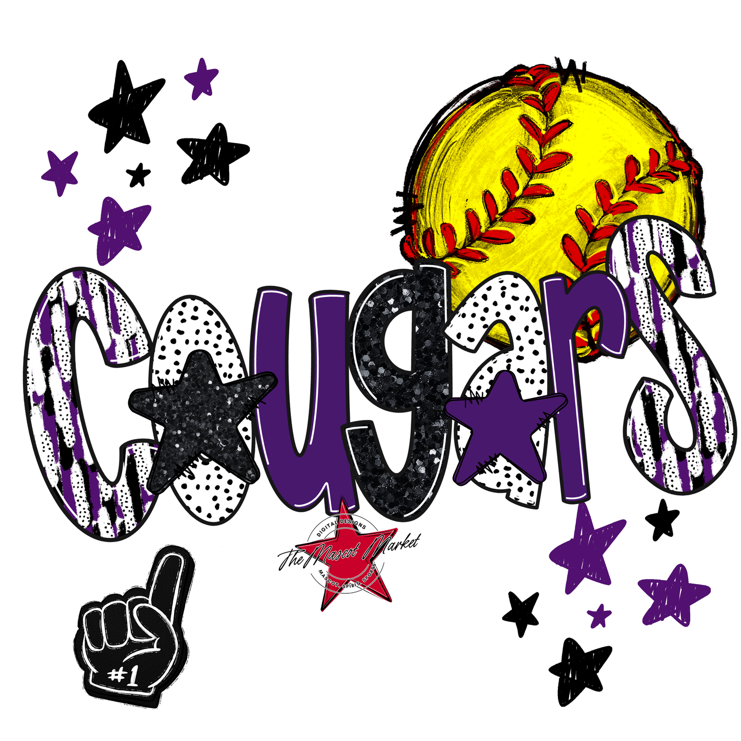 Cougars Softball Scrape-Purple