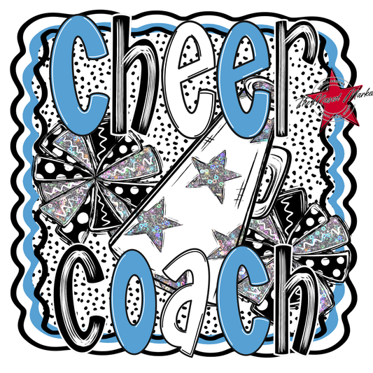 Cheer Coach Megaphone Dot Design-Carolina Blue