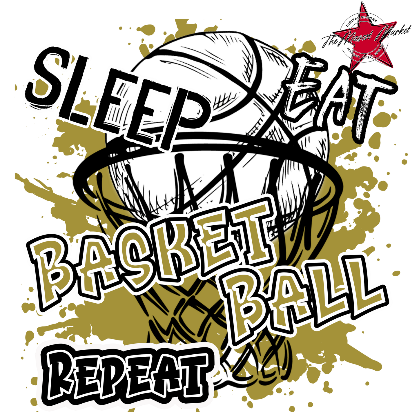 Eat Sleep Basketball Repeat Design-Gold