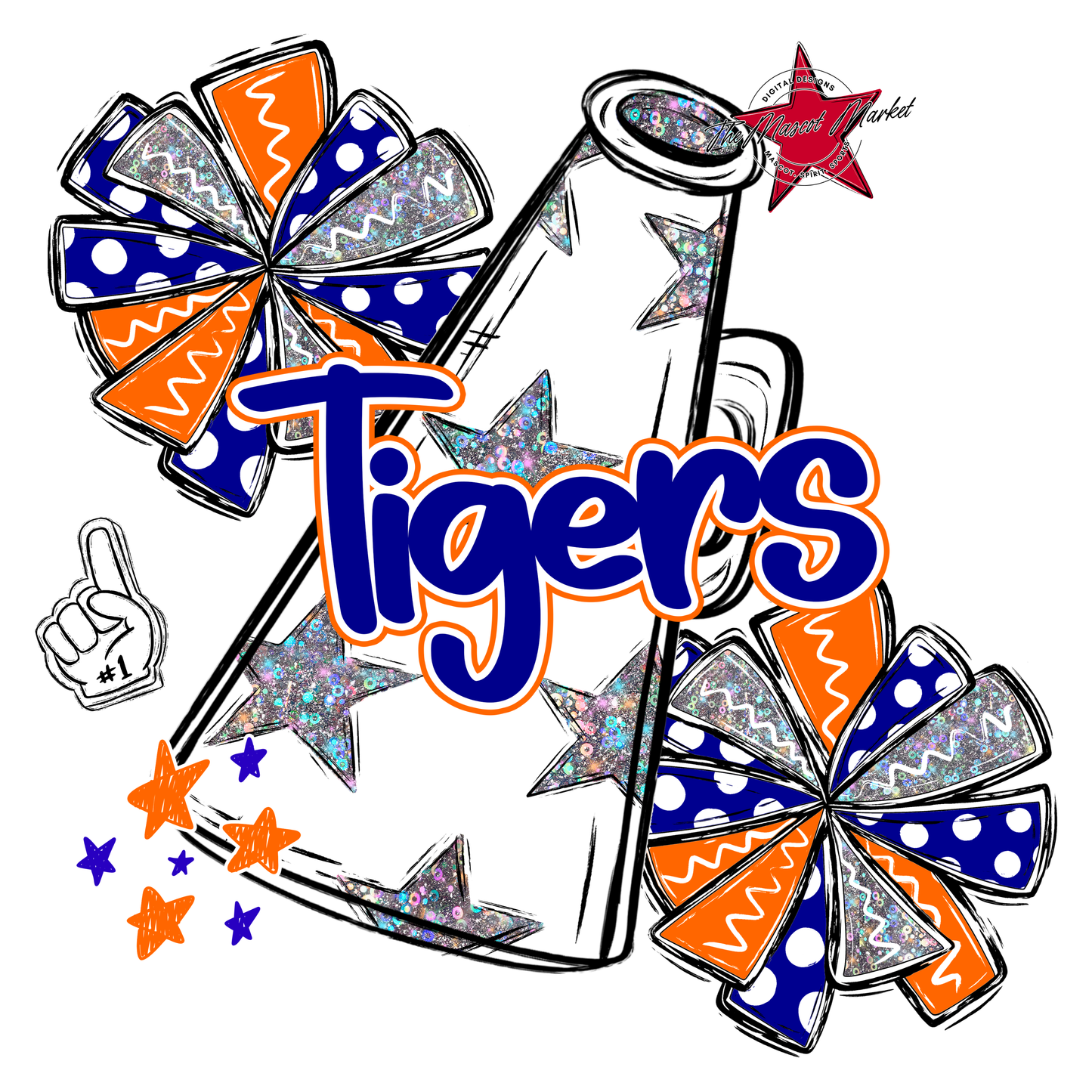 Tigers Alpha Megaphone Design-Blue-Orange