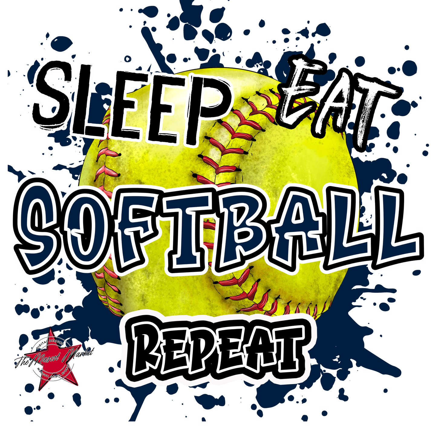 Eat Sleep Softball Repeat-Navy