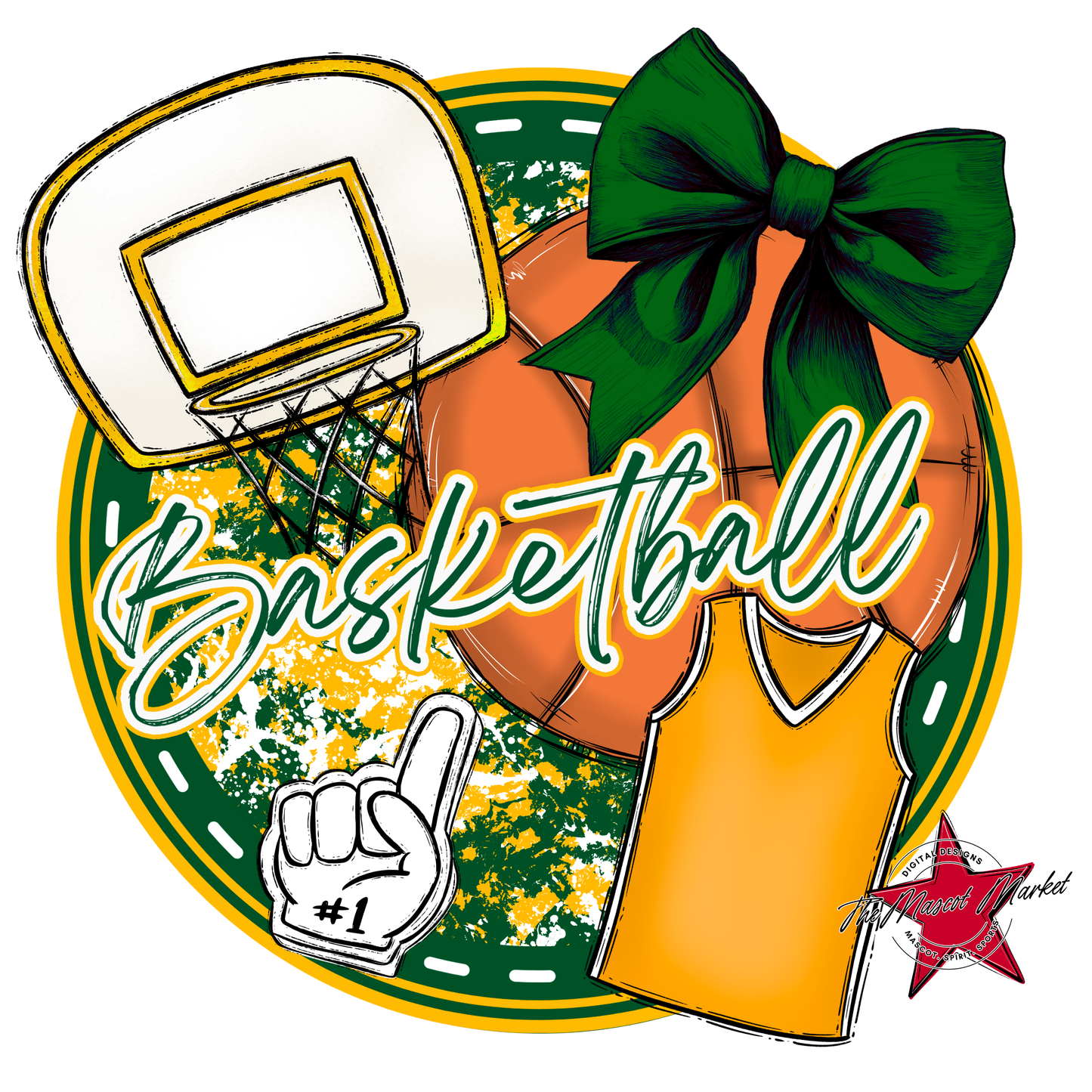 Circle Basketball Design-Green-Yellow
