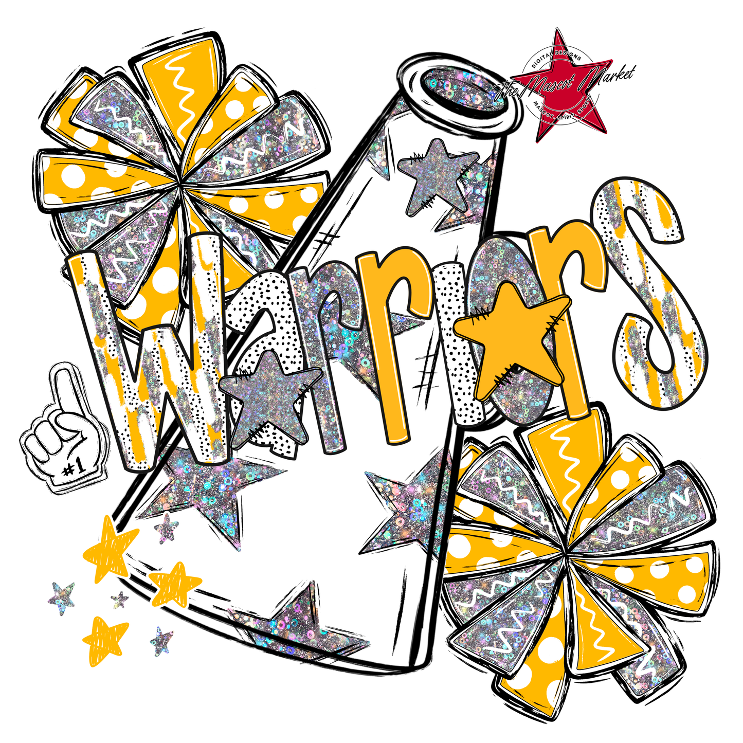 Warriors Cheer Megaphone Scrape-Yellow