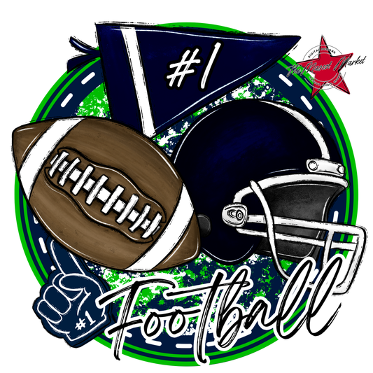 Football Circle Design-Navy-Bright Green