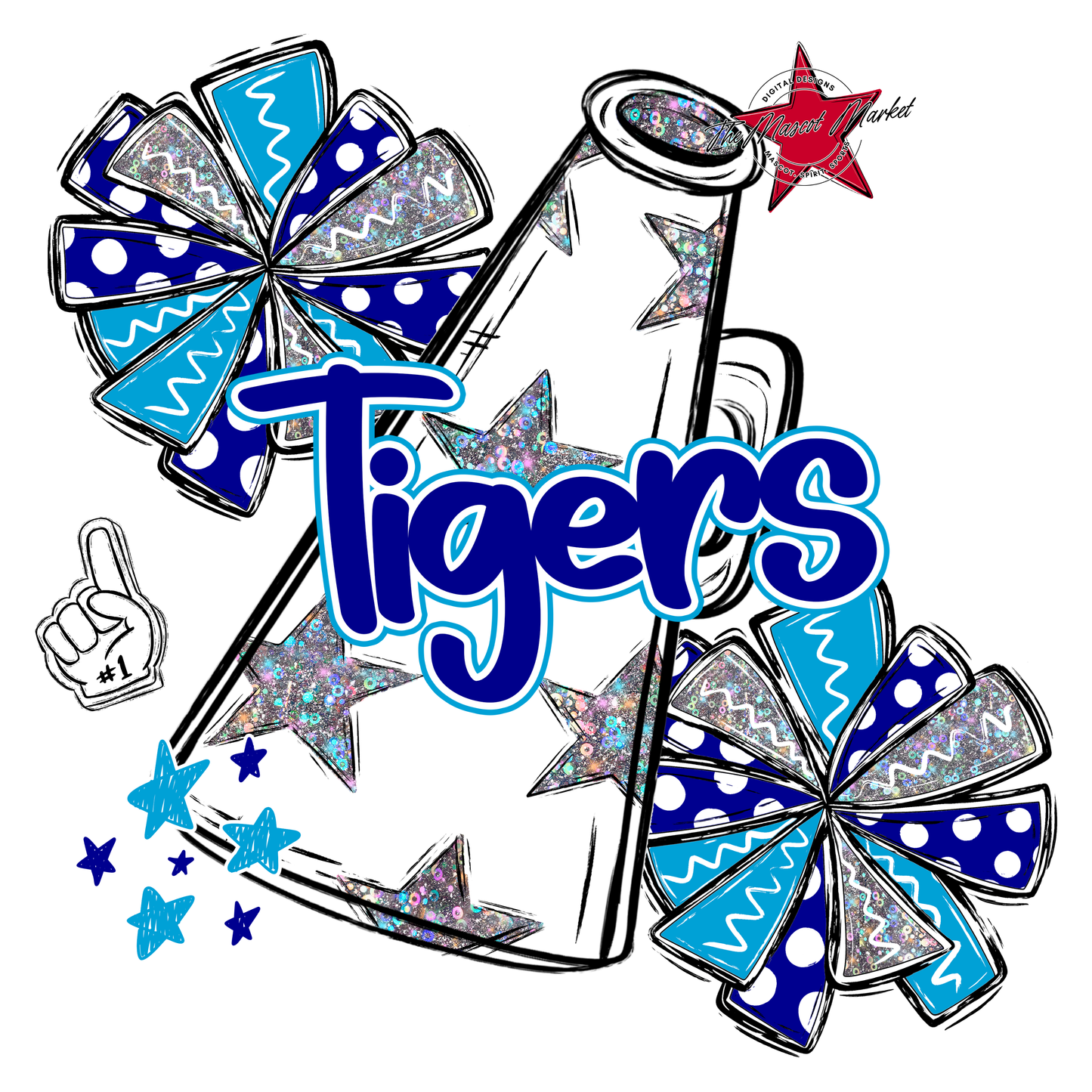 Tigers Alpha Megaphone Design-Blue-Carolina Blue