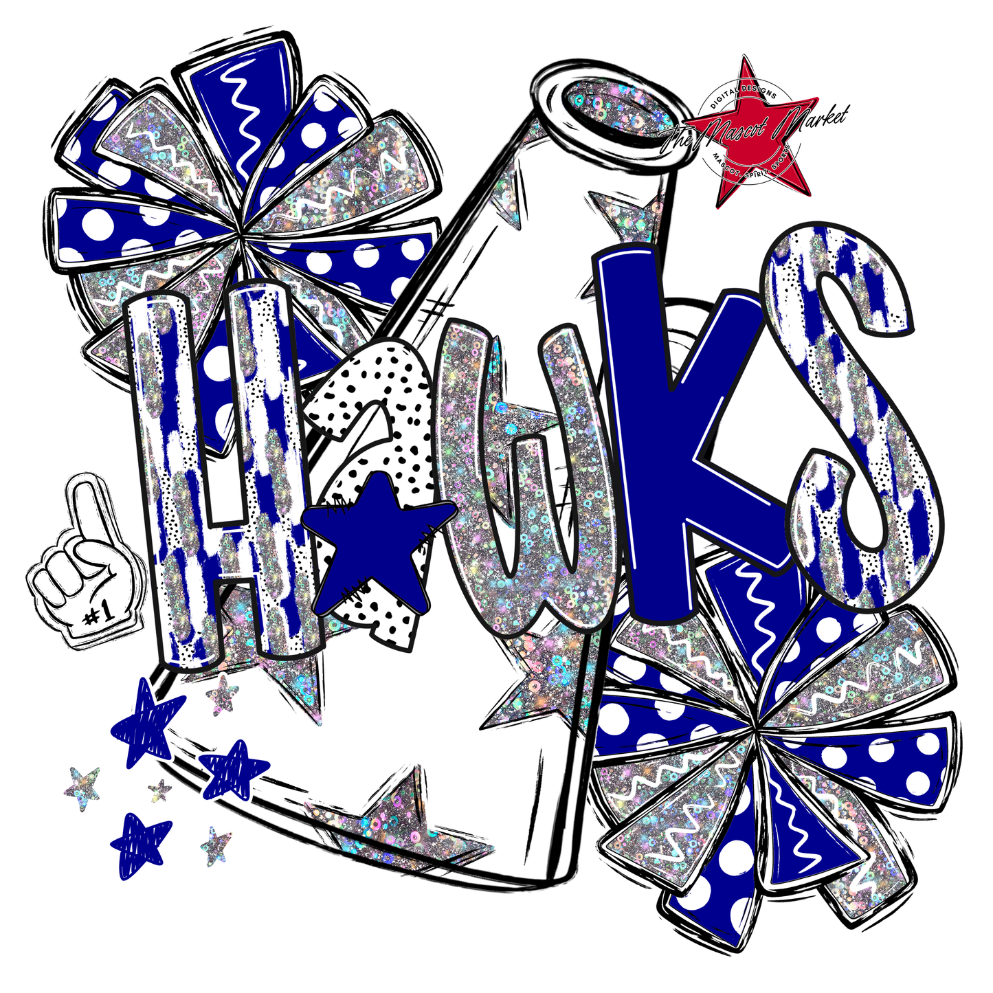 Hawks Cheer Megaphone Scrape-Blue