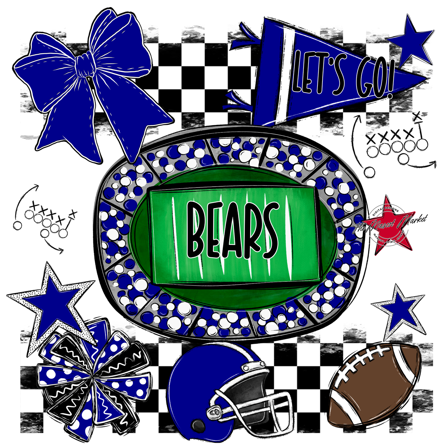 Bears Checker Spirit Design-Blue