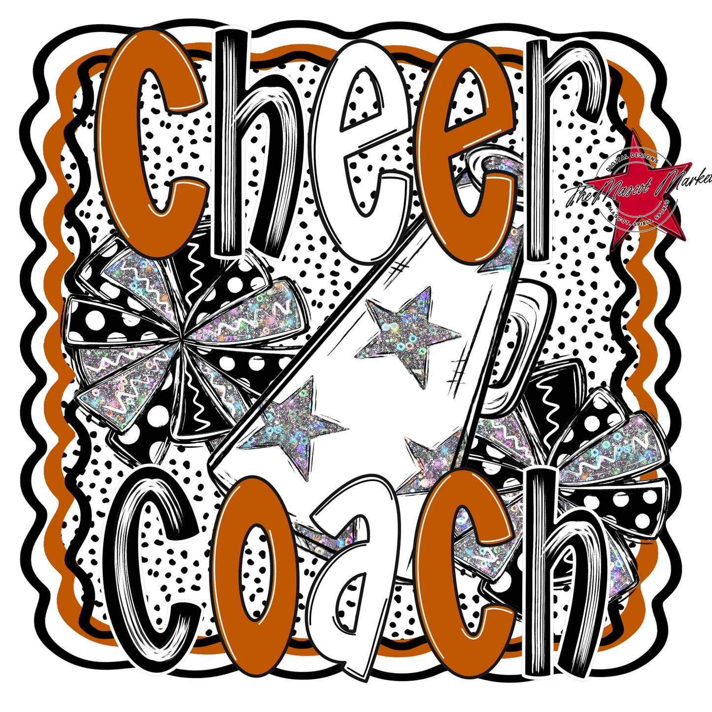 Cheer Coach Megaphone Dot Design-Burnt Orange
