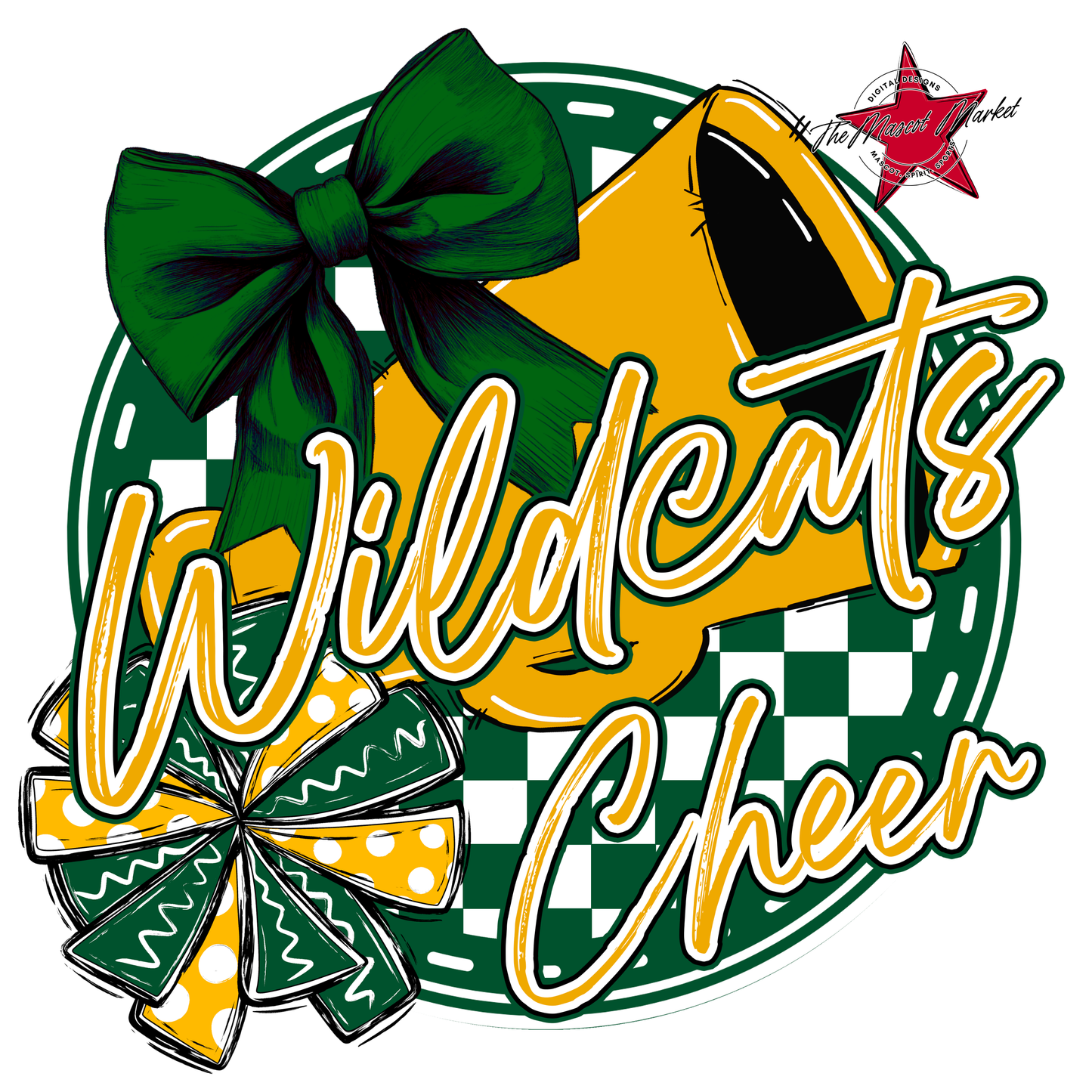 Wildcats Circle Cheer Design-Green-Yellow