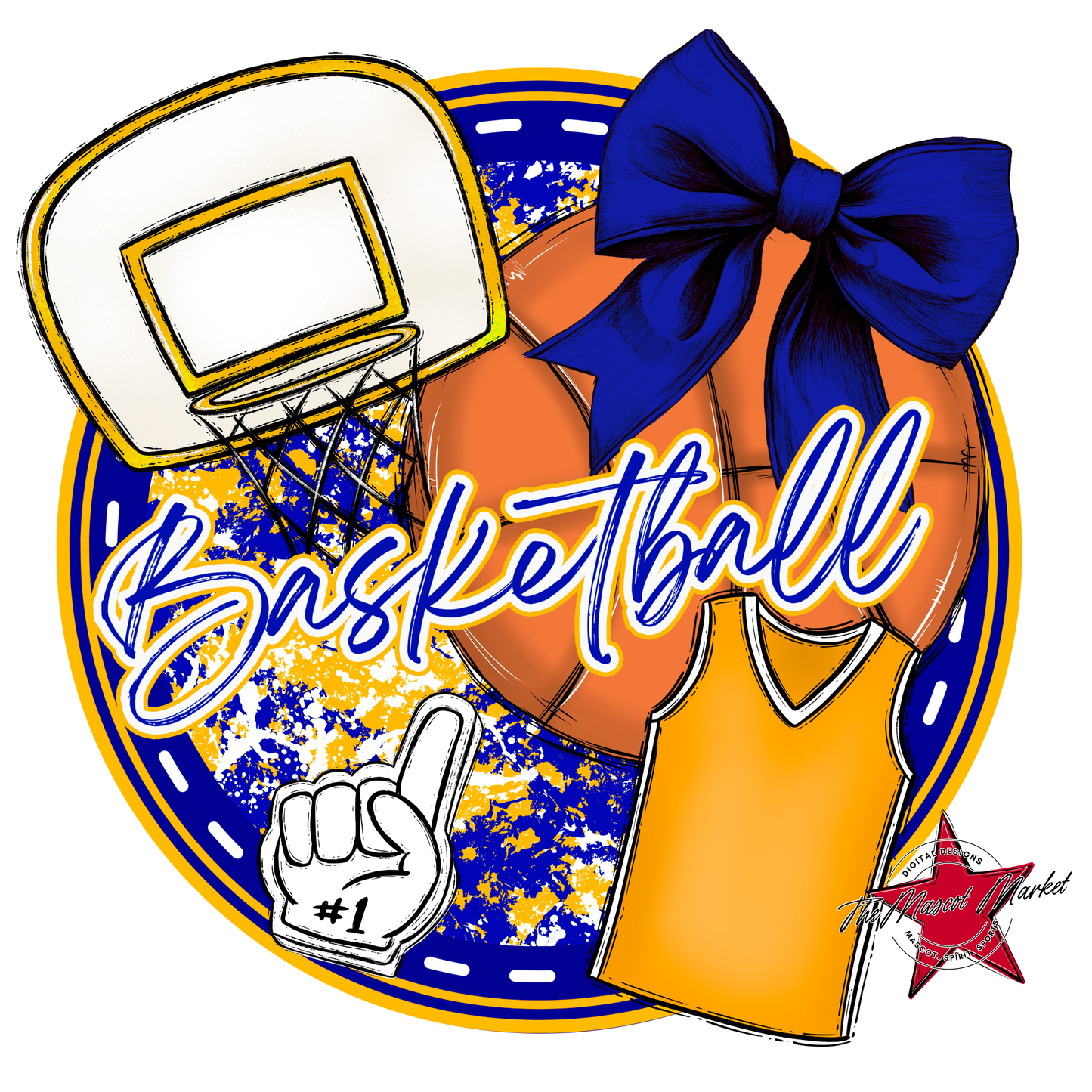Circle Basketball Design-Blue-Yellow