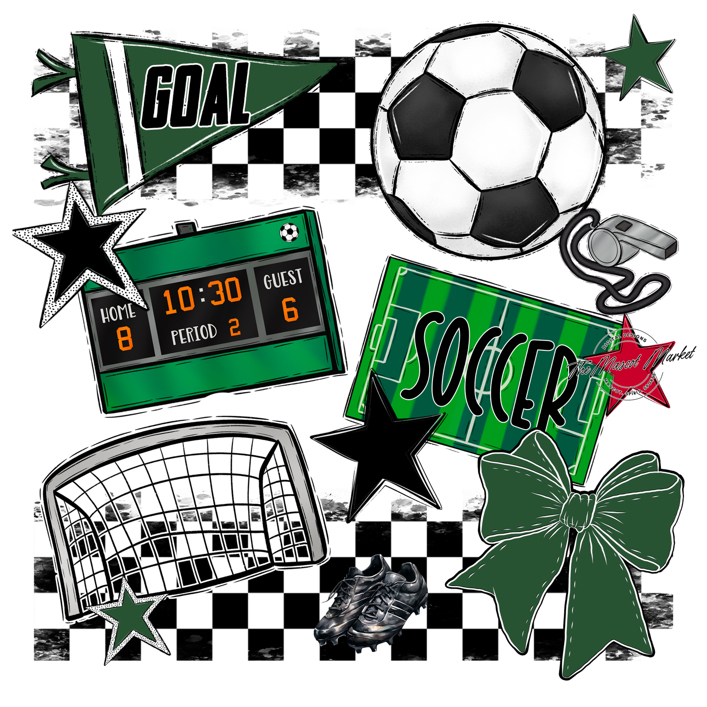 Soccer Checkers Spirit Design-Green