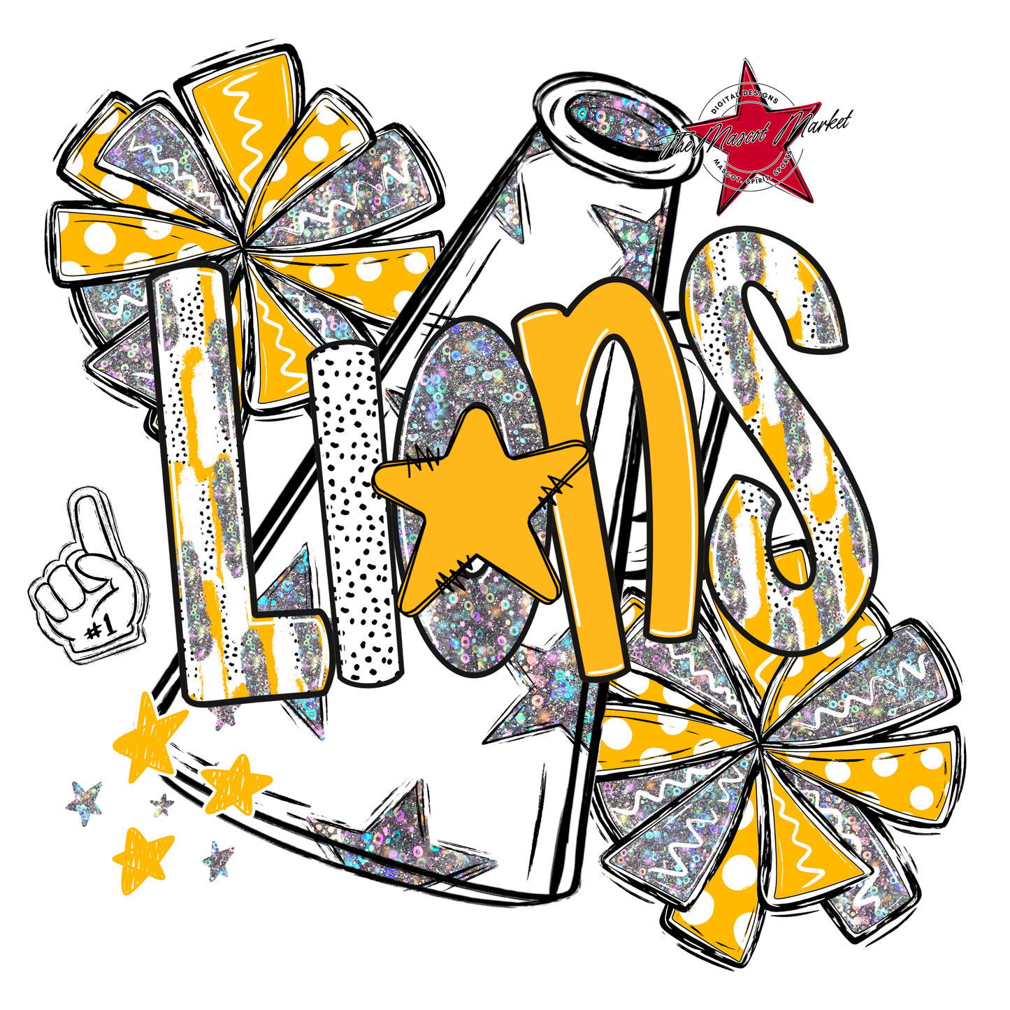 Lions Cheer Megaphone Scrape-Yellow