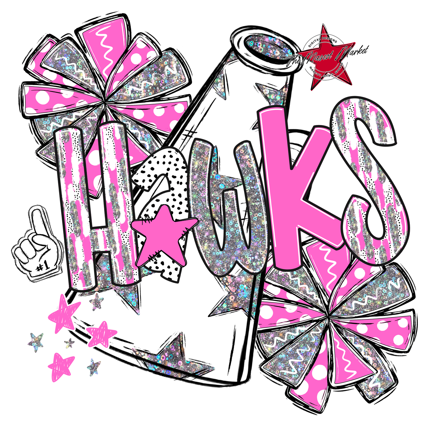 Hawks Cheer Megaphone Scrape-Baby Pink