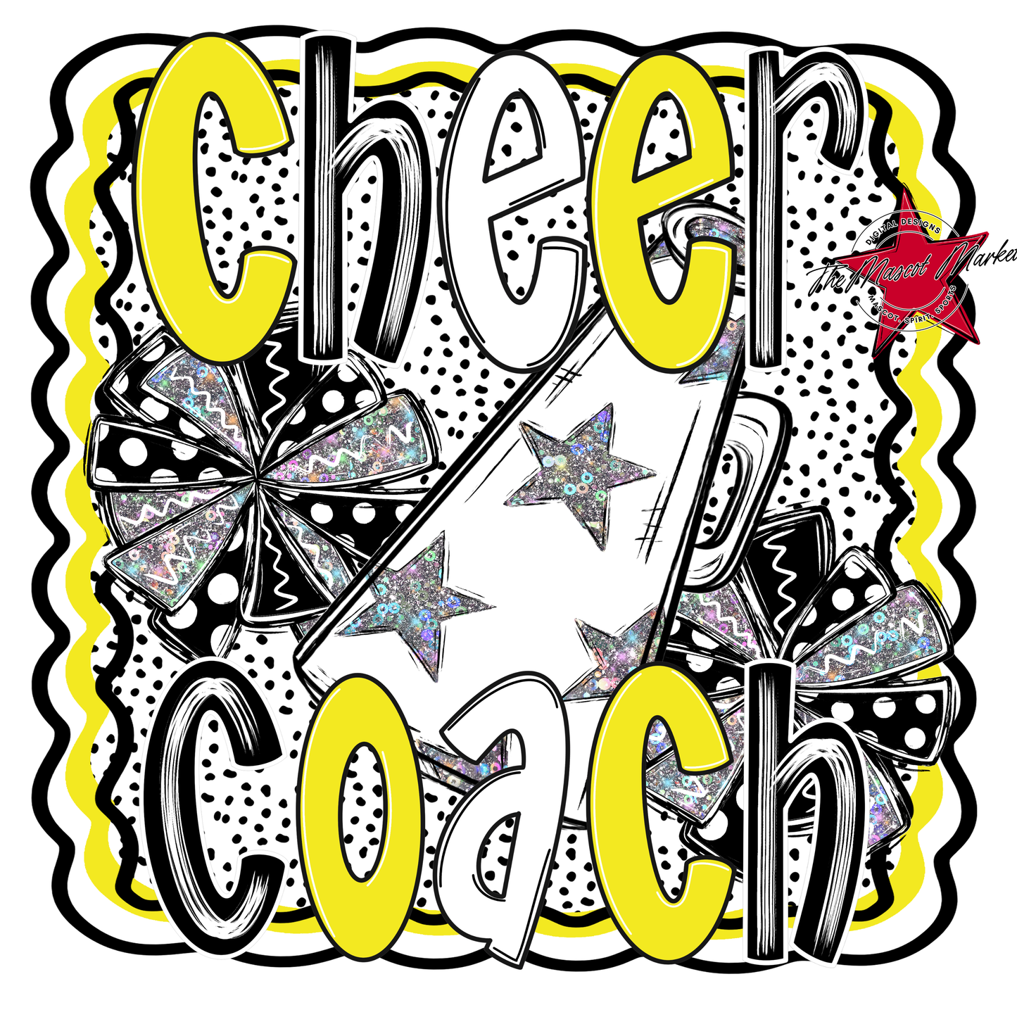 Cheer Coach Megaphone Dot Design-Bright Yellow
