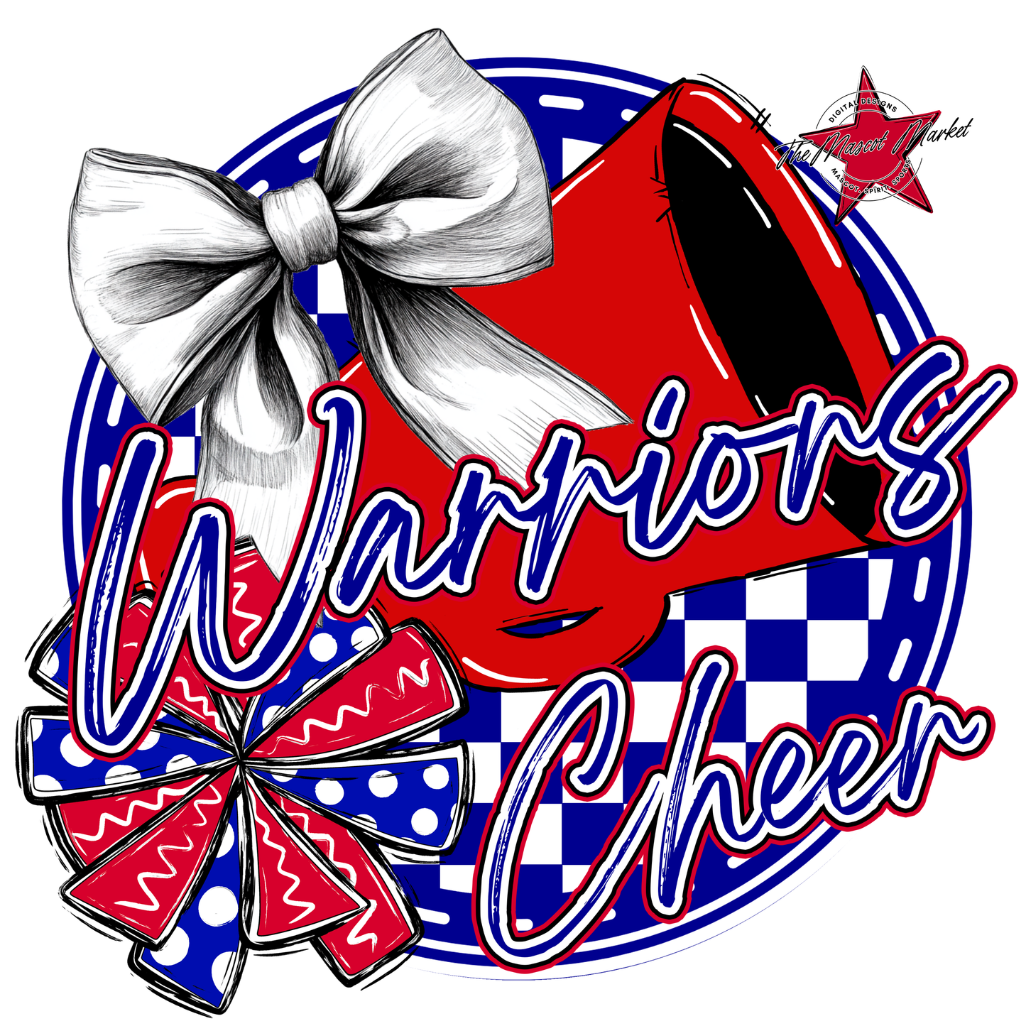 Warriors Circle Cheer Design-Blue-Red