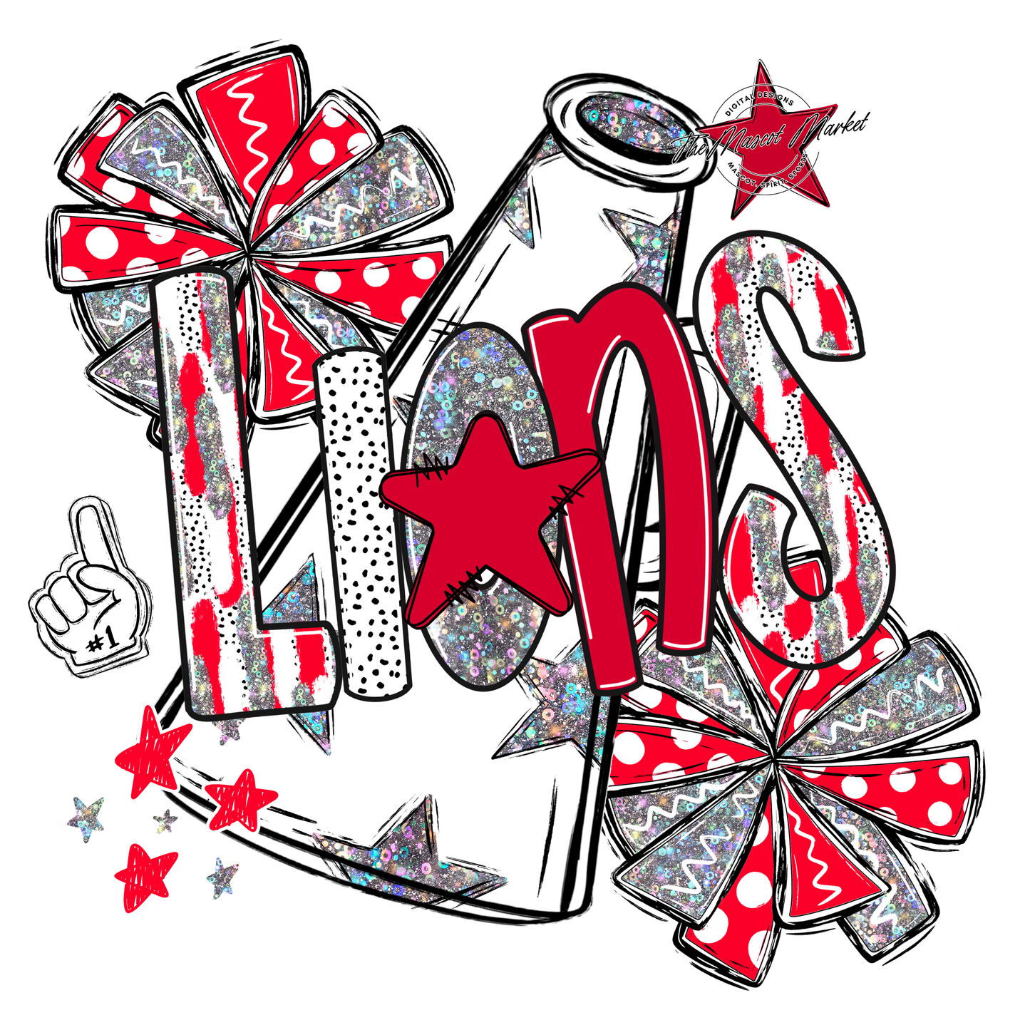 Lions Cheer Megaphone Scrape-Red