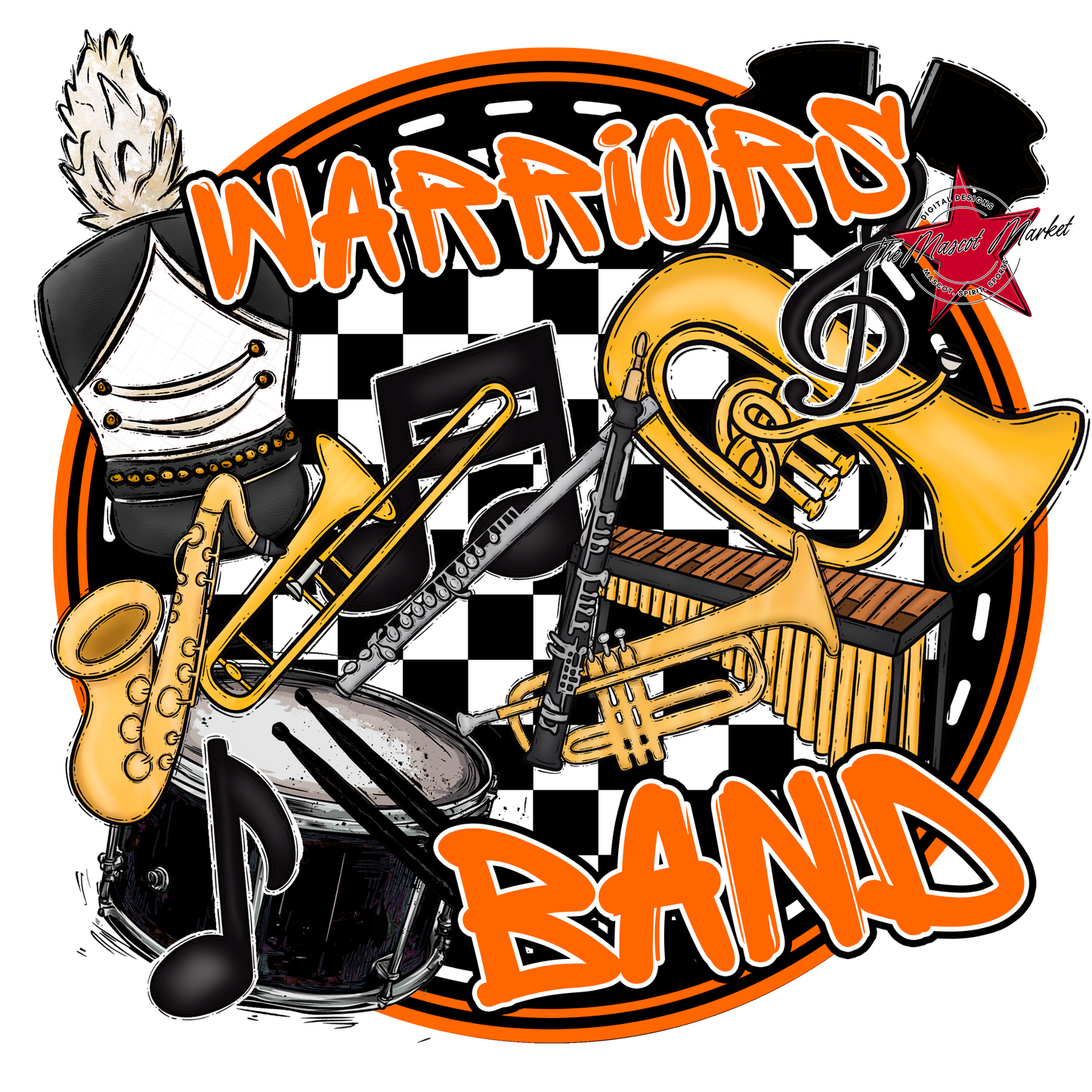 Warriors Circle Band Design-Orange