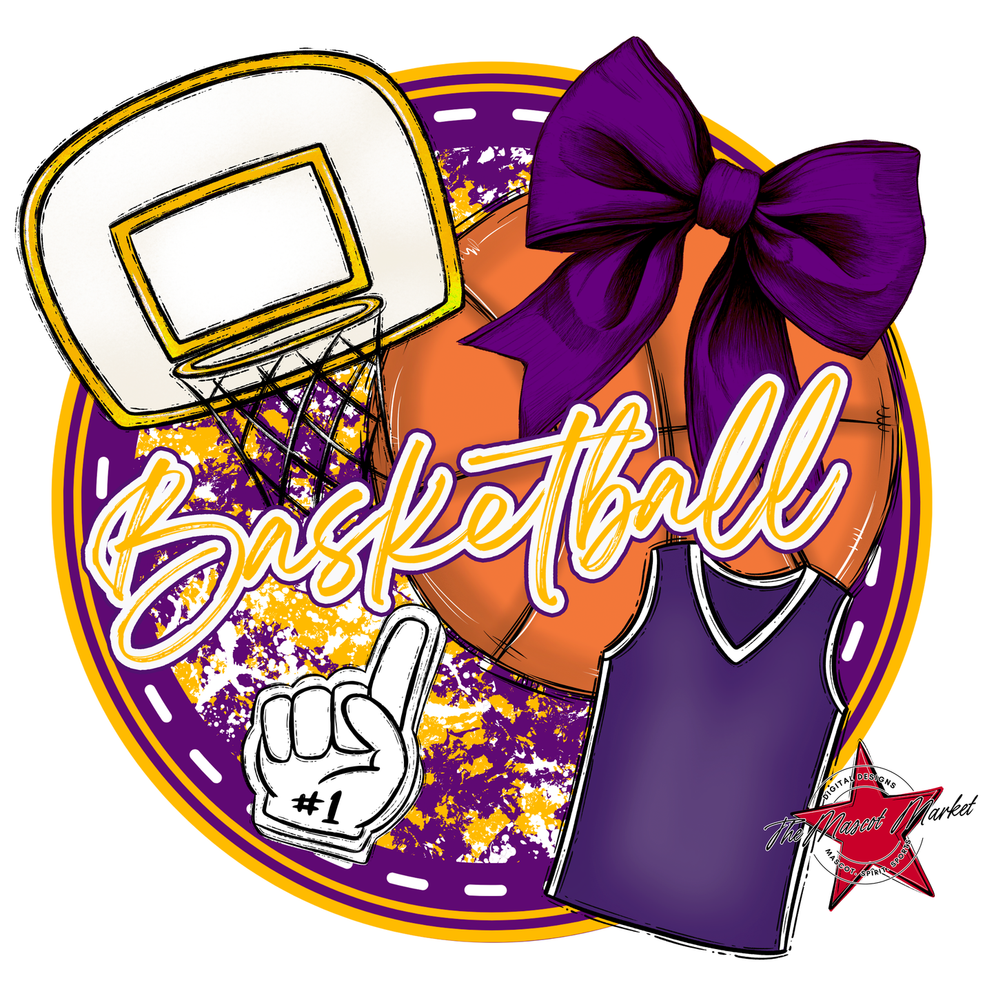 Circle Basketball Design-Purple-Yellow