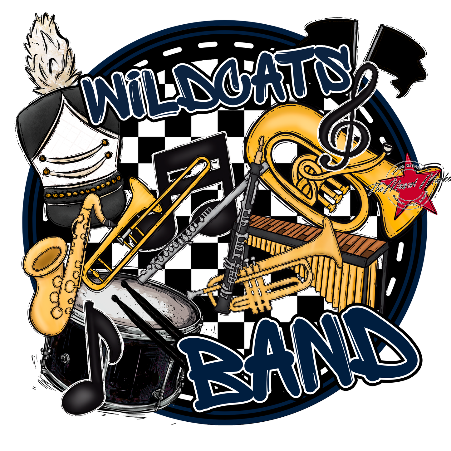 Wildcats Circle Band Design-Navy