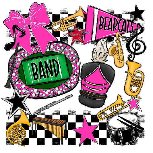 Bearcats Band Checkers Design-Pink