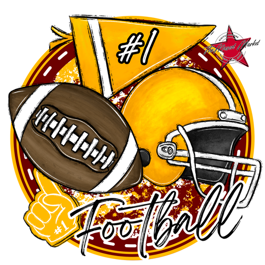 Football Circle Design-Maroon-Yellow