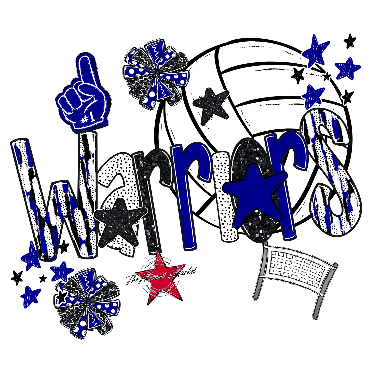 Warriors Volleyball Scrape-Blue