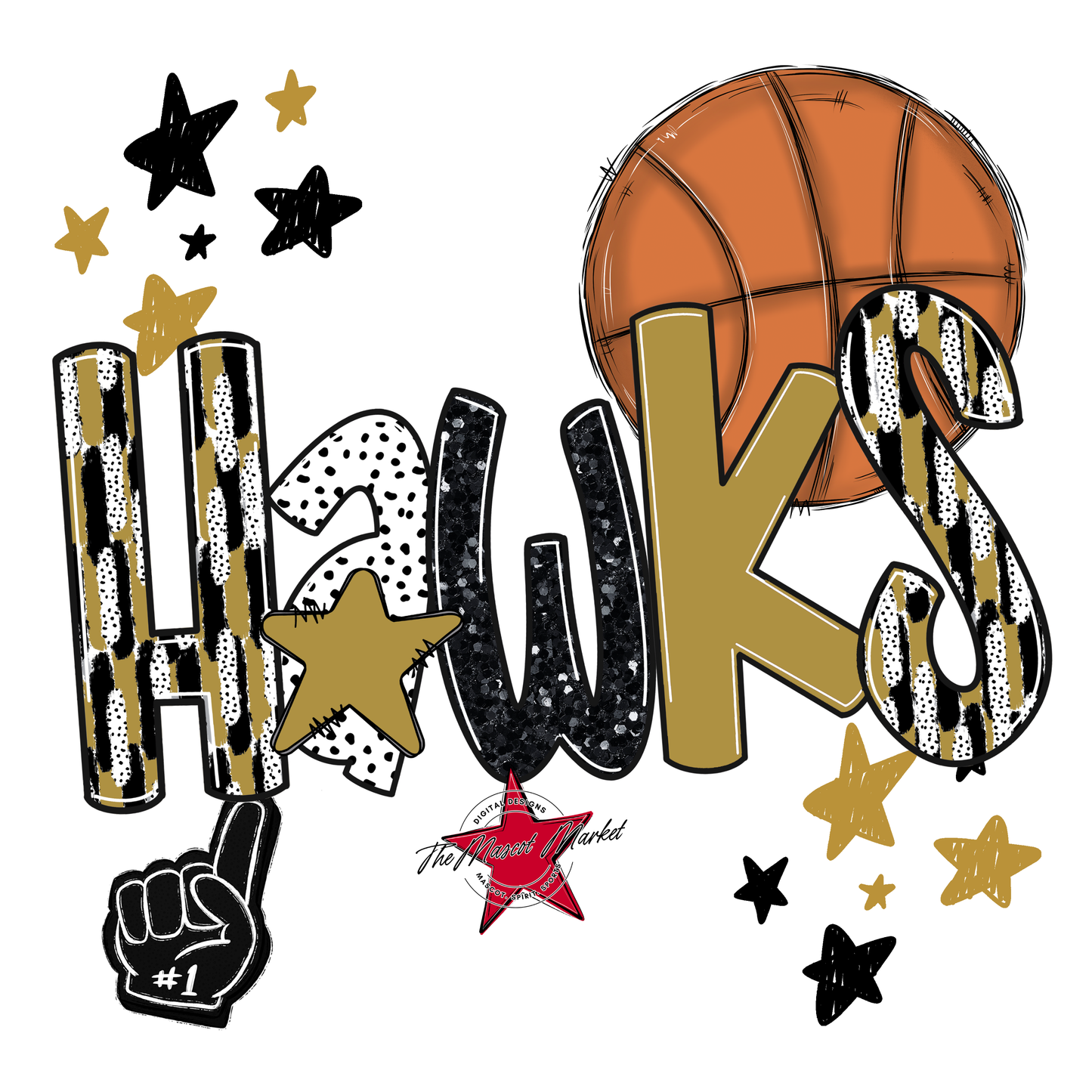 Hawks Basketball Scrape-Gold