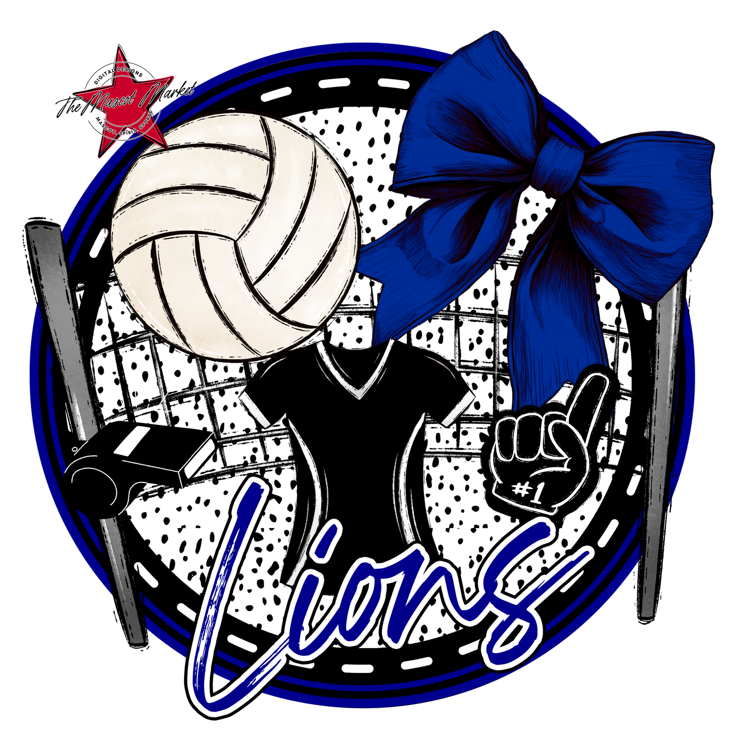 Lions Circle Volleyball Design-Blue
