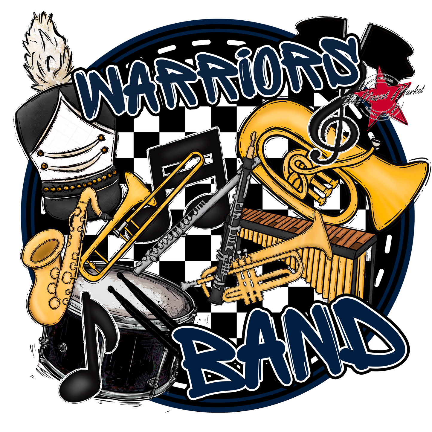 Warriors Circle Band Design-Navy