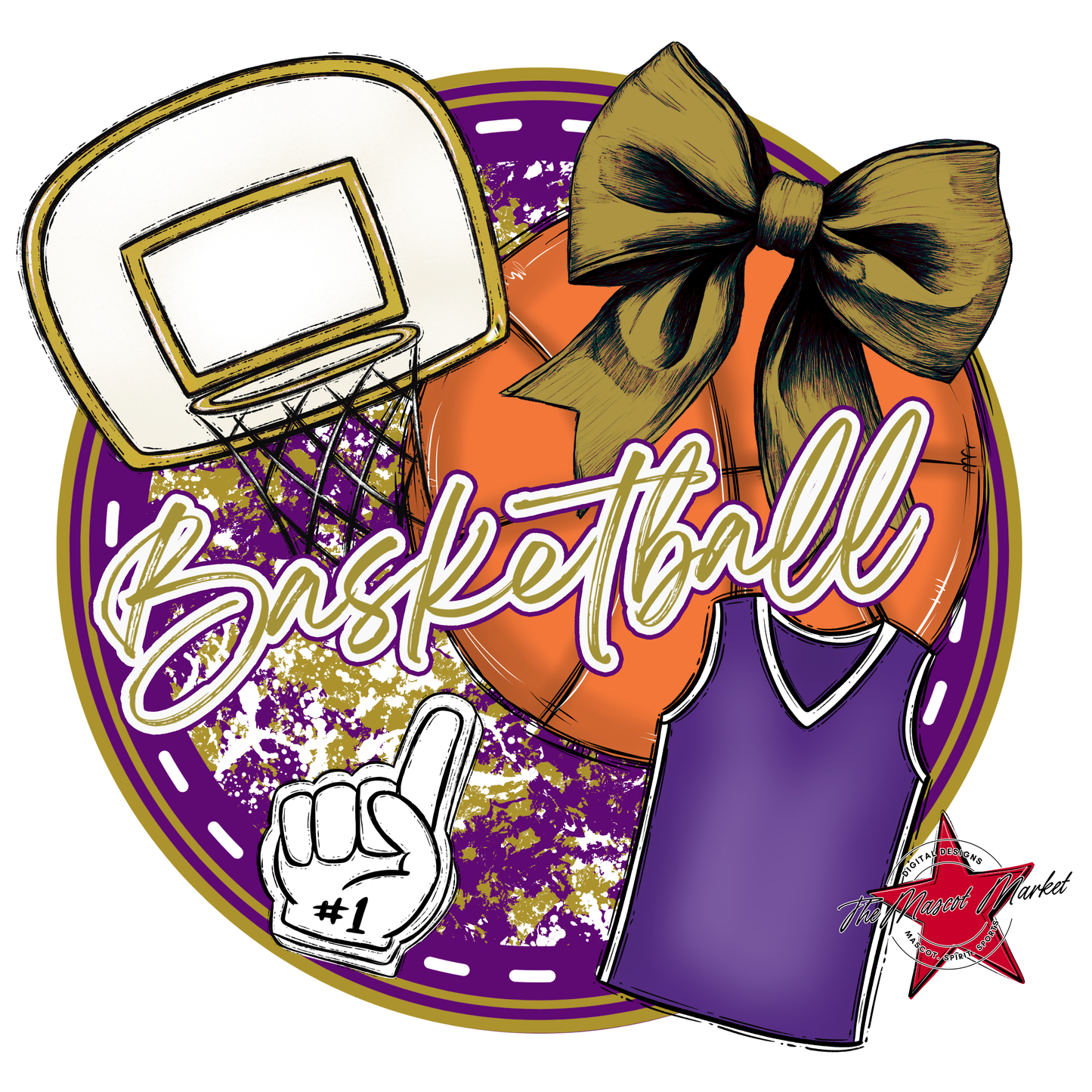 Circle Basketball Design-Purple-Gold