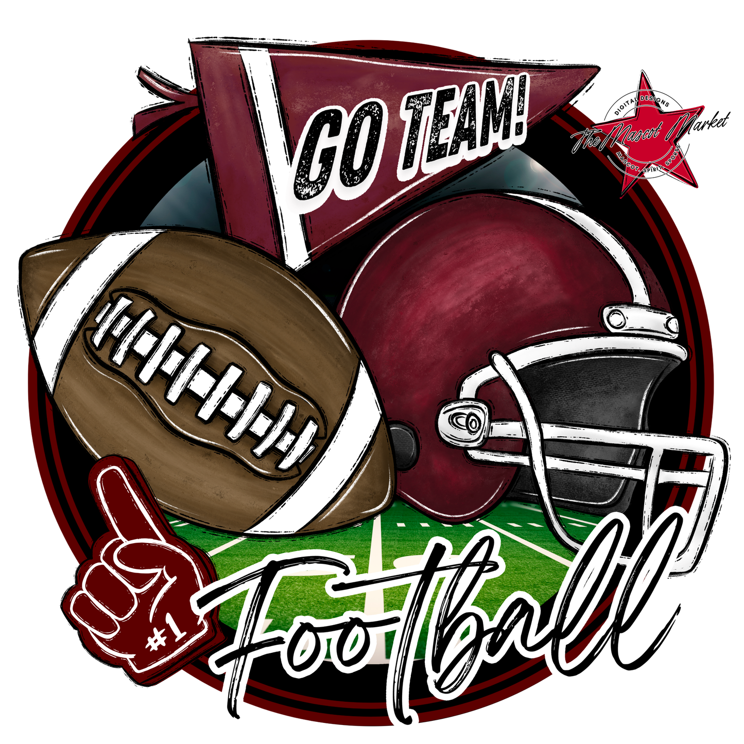 Football Circle Design-Maroon