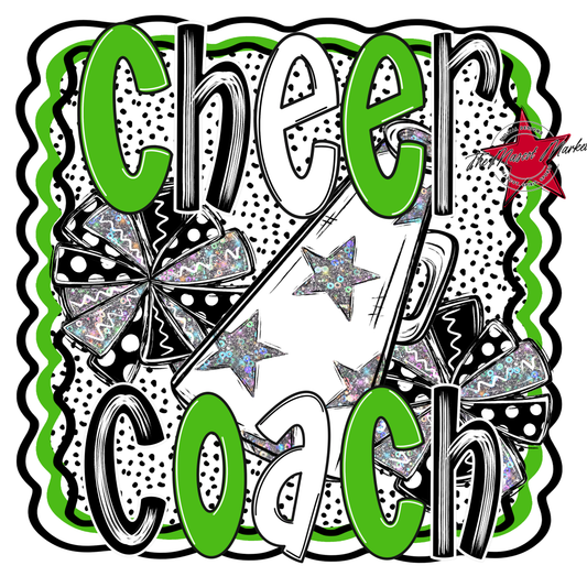 Cheer Coach Megaphone Dot Design-Bright Green