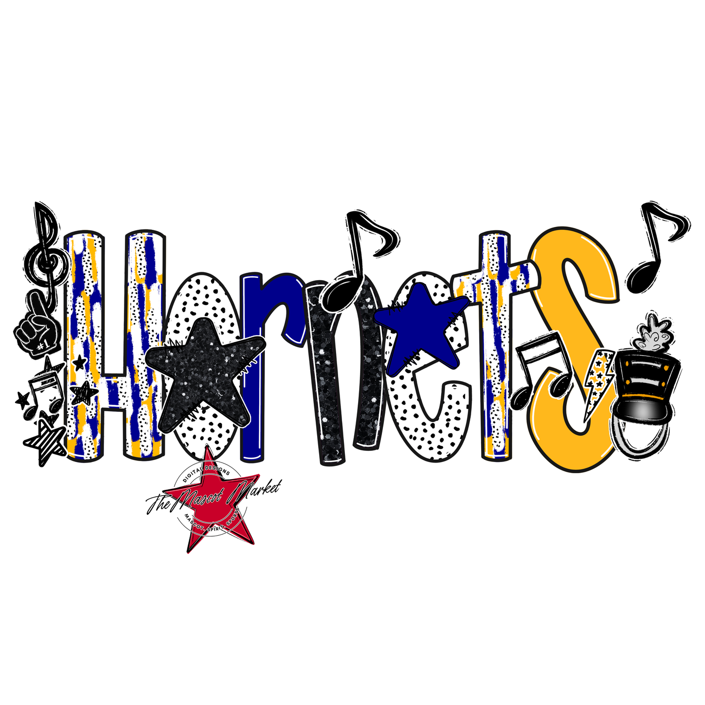 Hornets Band Scrape-Blue-Yellow