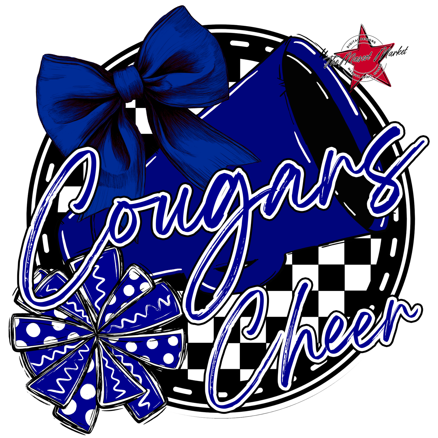 Cougars Circle Cheer Design-Blue
