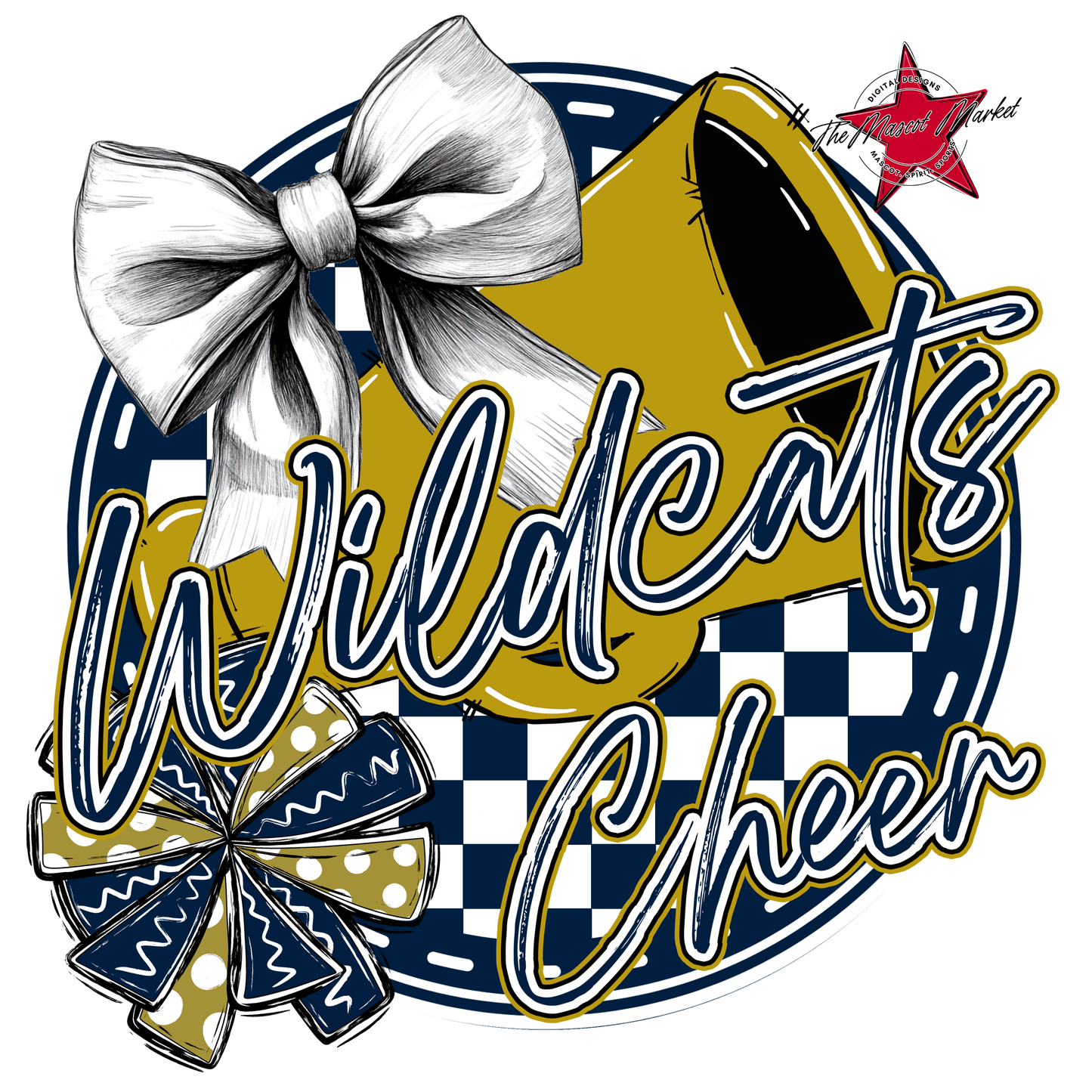 Wildcats Circle Cheer Design-Navy-Gold