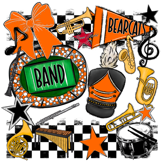 Bearcats Band Checkers Design-Orange