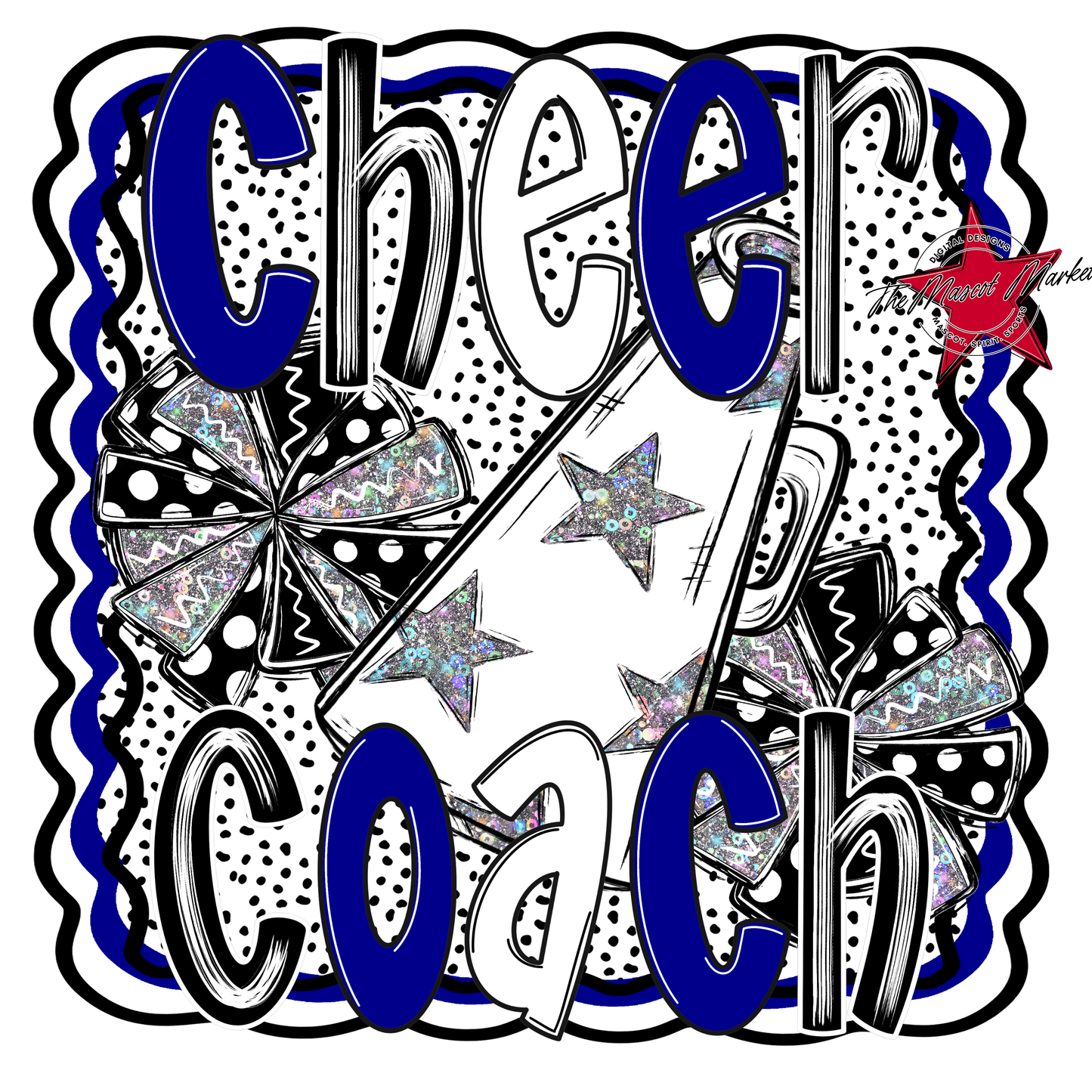 Cheer Coach Megaphone Dot Design-Blue