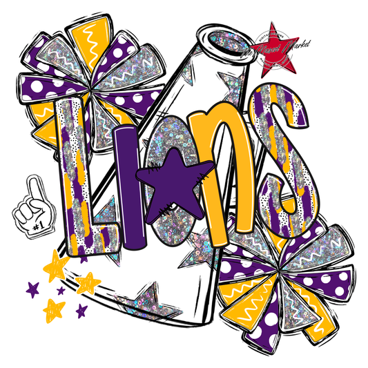 Lions Cheer Megaphone Scrape-Purple-Yellow