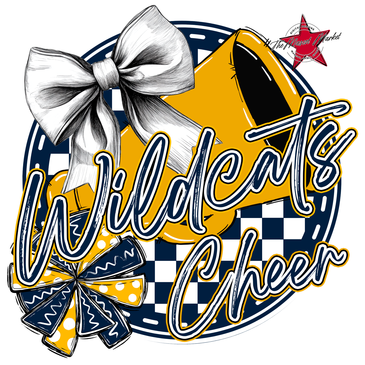 Wildcats Circle Cheer Design-Navy-Yellow