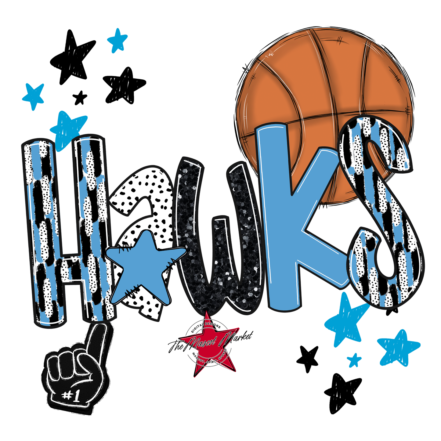 Hawks Basketball Scrape-Carolina Blue