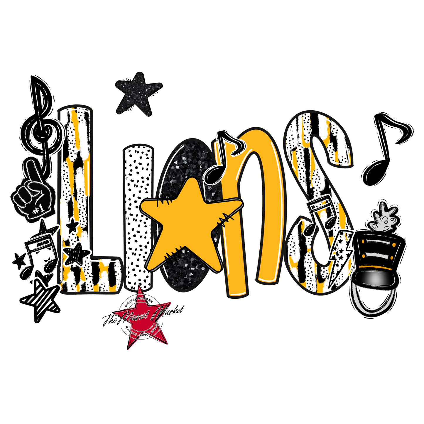 Lions Band Scrape-Yellow