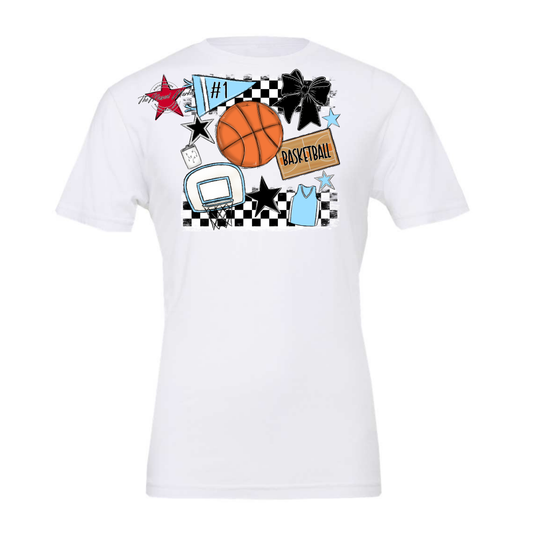 Basketball Checkers Spirit Design-Columbia Blue
