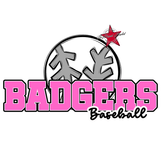 Badgers Varsity Baseball Design-Baby Pink