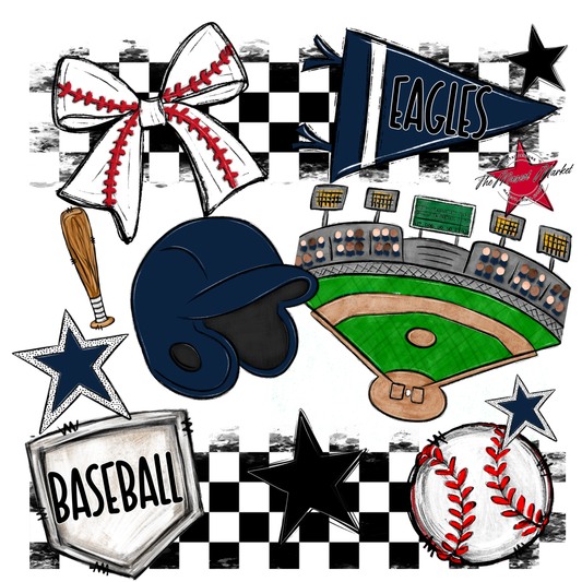 Eagles Baseball Checkers Design-Navy