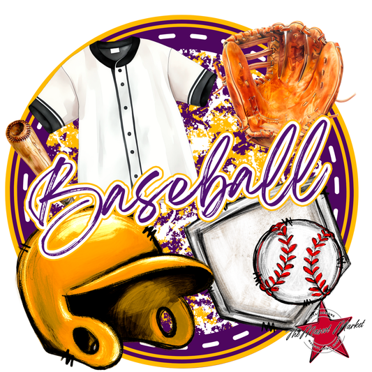 Circle Baseball Design-Purple-Yellow