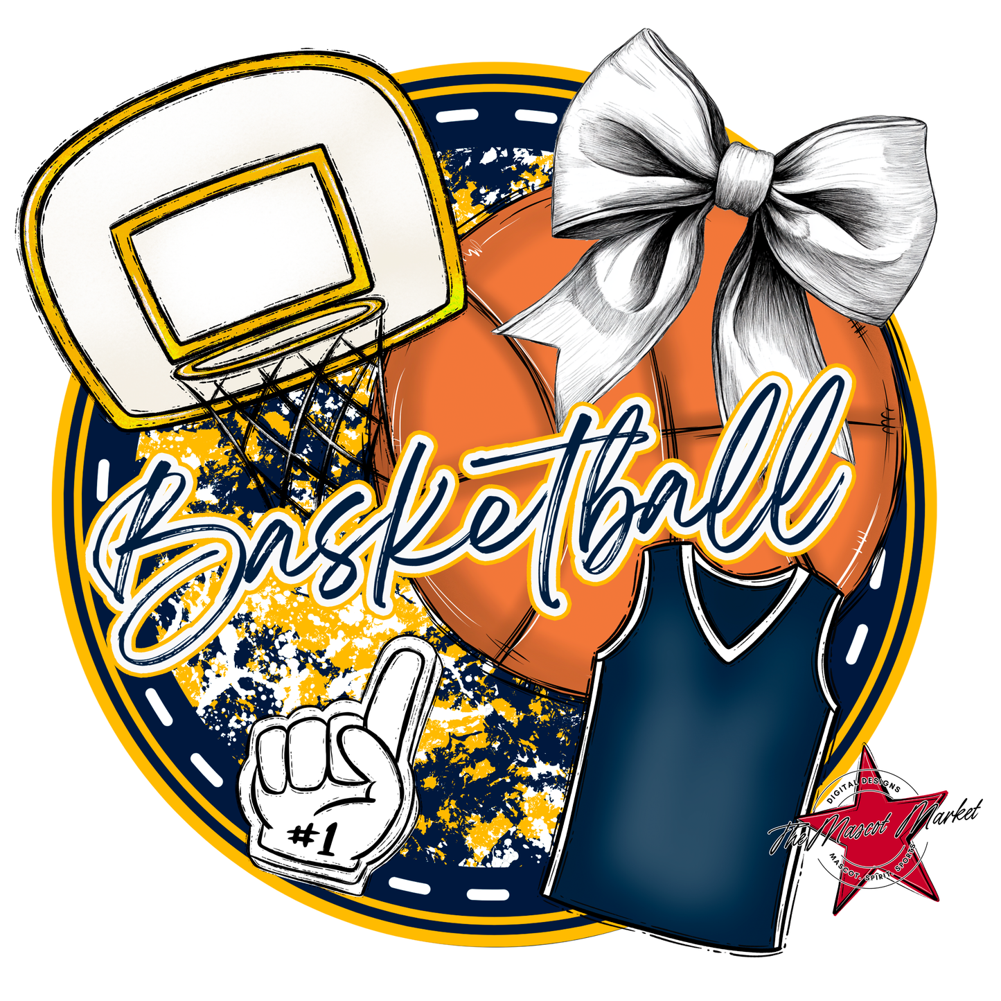 Circle Basketball Design-Navy-Yellow