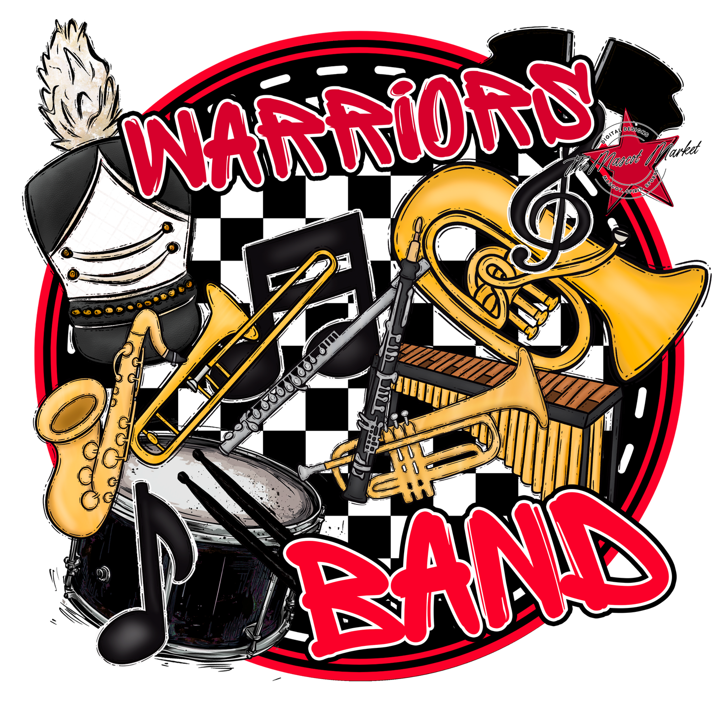 Warriors Circle Band Design-Red