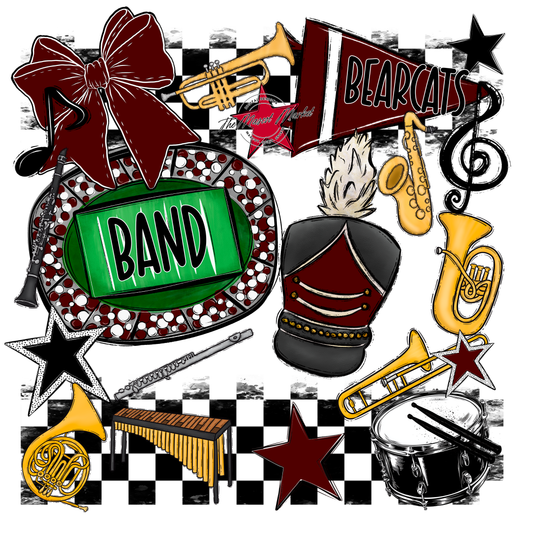 Bearcats Band Checkers Design-Maroon